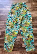 Chefwear Vintage Tropical Fish Print Multi Color Chef Work Pants Size Medium
