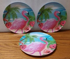 Flamingo Melamine Salad Dinner Plates Ocean 8'' Set 3 Dishware