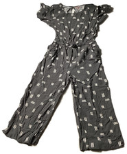 Cat  Jack: Women's Dark Gray or Charcoal Wide Leg Jumpsuit, Size L 10-12