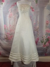 Vestido de novia Alfred Angelo marfil Reino Unido 12 corsé sin tirantes espalda con cuentas