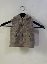 Carter  s Baby Sherpa Hooded Vest 6 Months Tan Fleece Zip Up Bear Ears Pockets