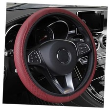 Leather Steering Wheel Cover,Anti Slip Car Steering Wheel Cover for Burgundy