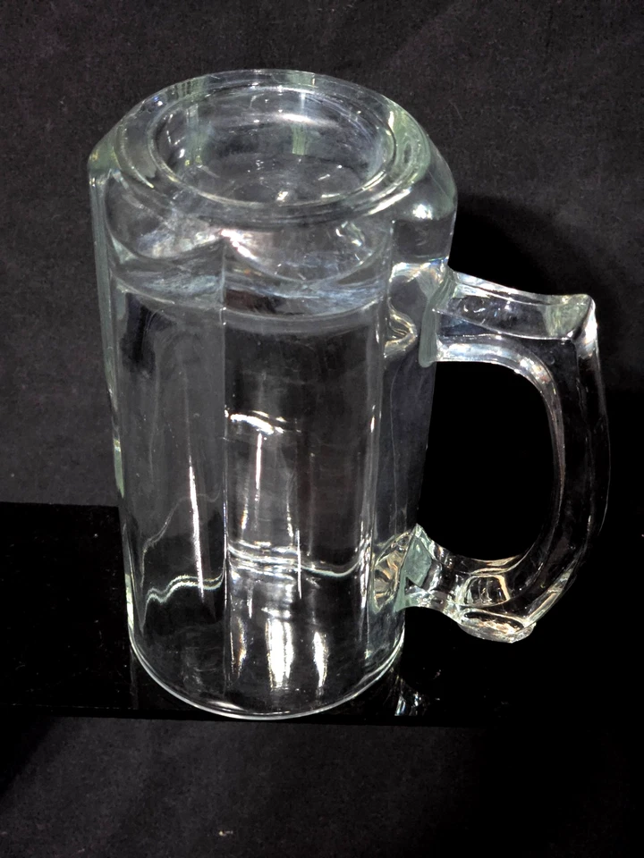 Taza de cerveza vintage LIBBEY vidrio piedra con mango de reposapulgar vidrio prensado transparente Foto 4 de 4