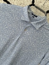 Peter Millar Crown Crafted Mens XL Blue/White Floral Palms Performance LOGO Polo