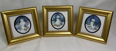 3 Heartfelt Collection Kathy Seek Framed Art Prints 1993 Christmas Snowman 4x4 