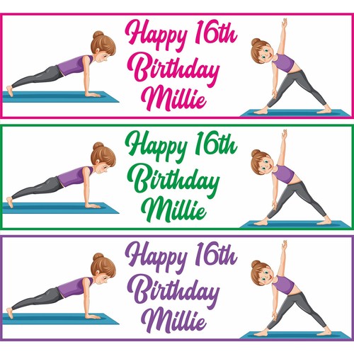 Personalised Gymnastics Birthday Banner Custom Sports Party Decor (Pack of 2) - Picture 1 of 9
