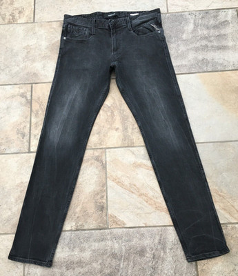 Mens Replay ANBASS M914 Slim Fit Washed Black Stretch Flex Denim Jeans - W32 L32