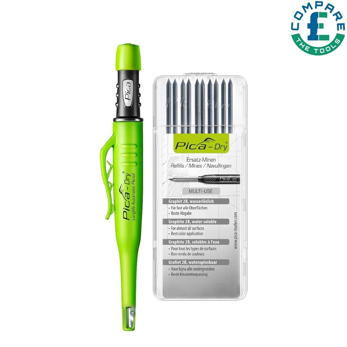 Pica 30403 Dry Bundle Colormix with Longlife Automatic Pencil & Refill Pack