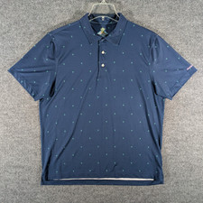 Chubbies Polo Shirt Mens Large Navy Palm Tree Print Stretch Performance Golf