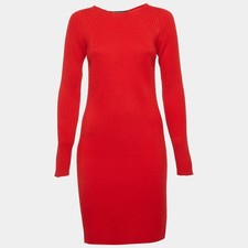 Versace Red Wool Knit Mini Dress M