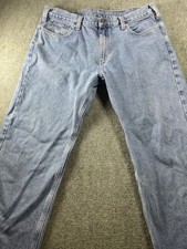 Carhartt Traditional Straight Blue Denim Jeans Button Logo Light Wash Men