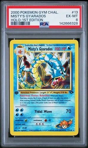 2000 POKEMON GYM CHALLENGE HOLO-1ST EDITION #13 MISTY'S GYARADOS PSA 6