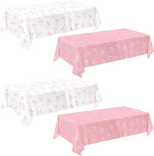 4 Pack Pink Bow Tablecloth, Coquette Birthday Decorations, Bow Disposable Table