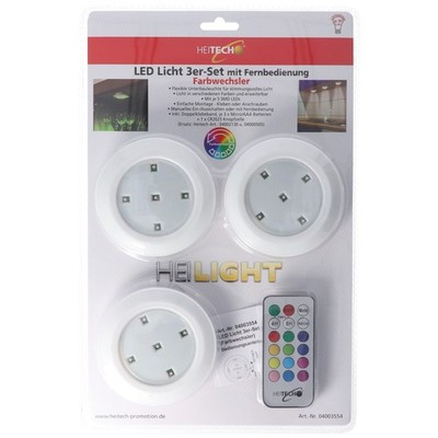 LED Licht 3er-Set mit Fernbedienung, flexible Unterbauleuchte mit Licht in versc