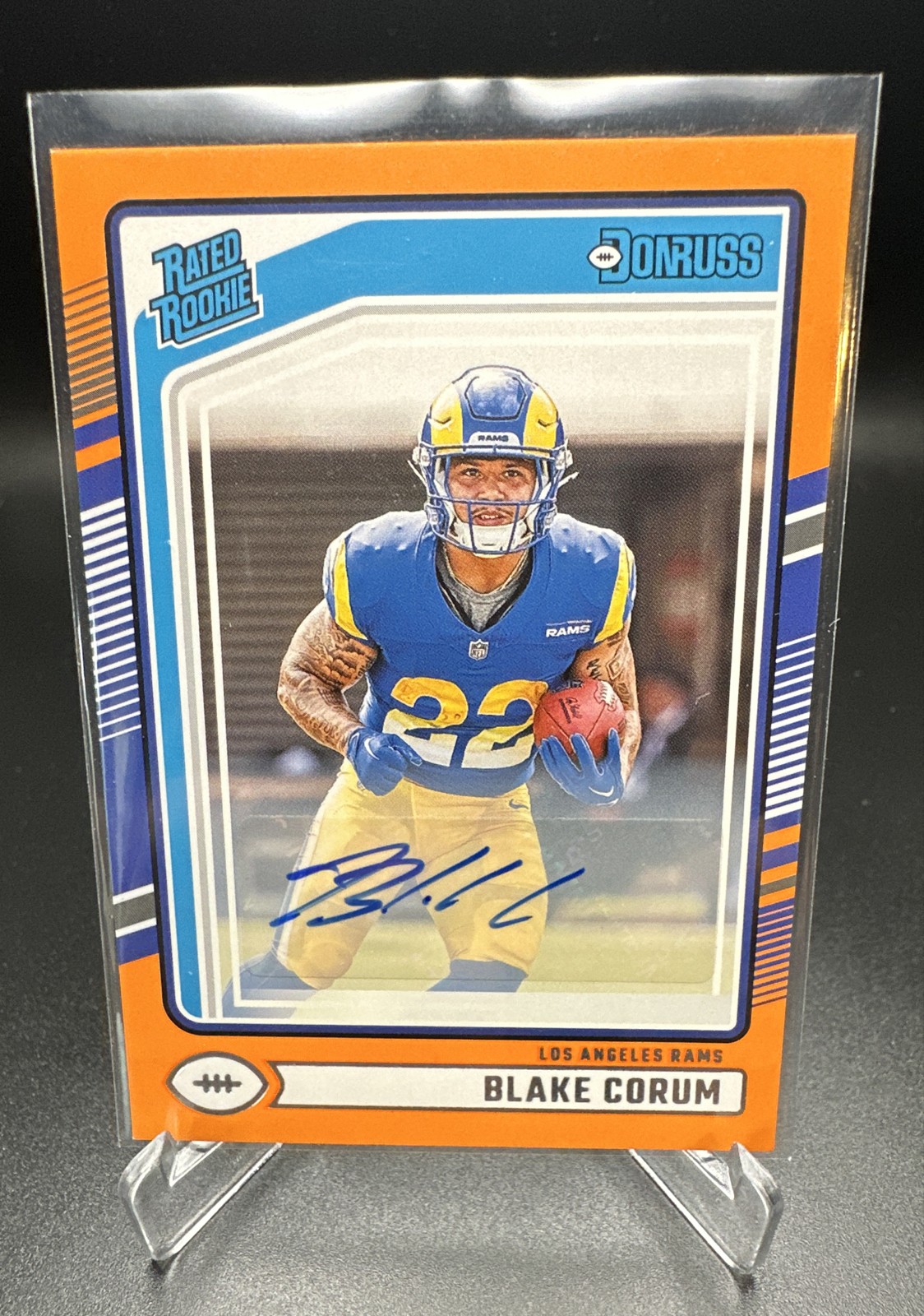 2024 Panini Donruss - Rated Rookie Blake Corum #322 Orange Autographs (AU, RC)