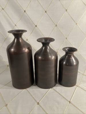 Copper Vase Set of 3 Container Home Decor