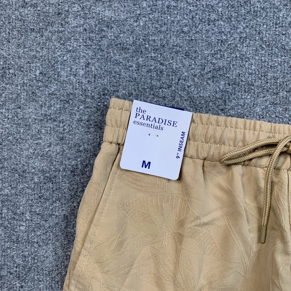 加勒比短裤男式 M 中号棕褐色莫代尔混纺花卉提花圆树和约克 — 第 3/4 张图片