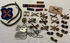 Wonderful WW2 Military Lot - Dog Tags, Patch, Ribbons, Stars, Cavalry, Artillery