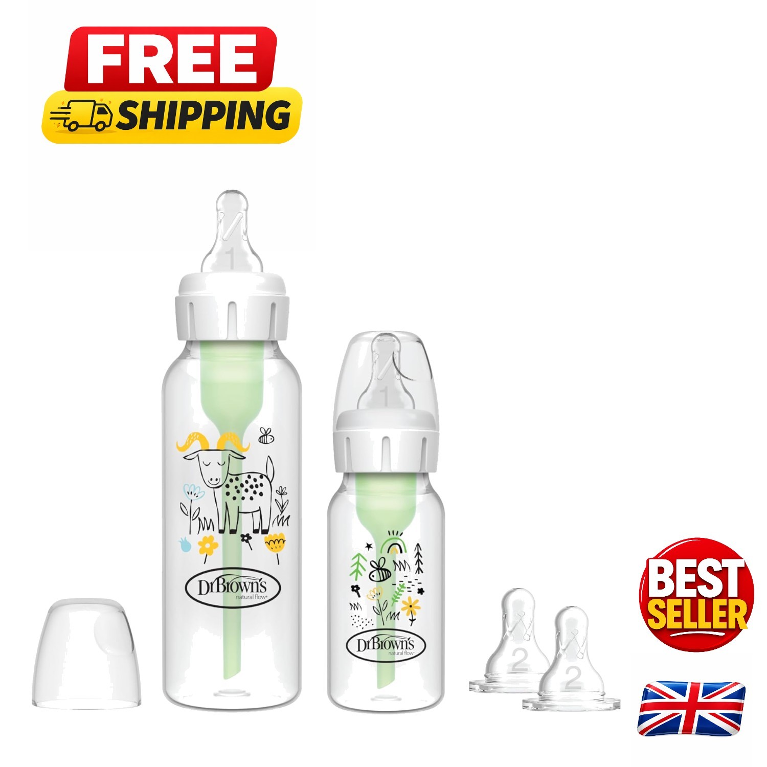 Dr. Brown's Narrow Anti-Colic Options+ Baby Bottle Sample Kit for Newborns