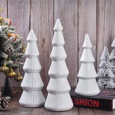 Wooden Christmas Tree, Set of 3 Tabletop Tree Figurine Wood Desk Centerpieces Ta