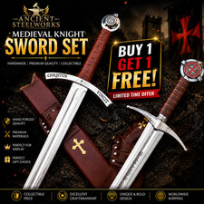 BUY 1 GET 1 FREE Templar Sword Faithkeeper Accolade Set Medieval Display