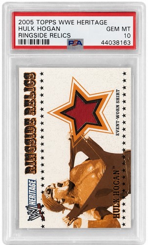 PSA 10 2005 TOPPS HERITAGE WWE HULK HOGAN RINGSIDE RELICS EVENT WORN SHIRT CARD
