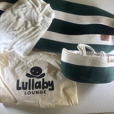 Lullaby Lounge Baby Bassinet Moses Basket 4 pc Set Woven Rope w/ Pad