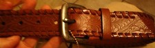 WOMENS Western Tanbrammed LEATHER CHARTER CLUB BELT Medium