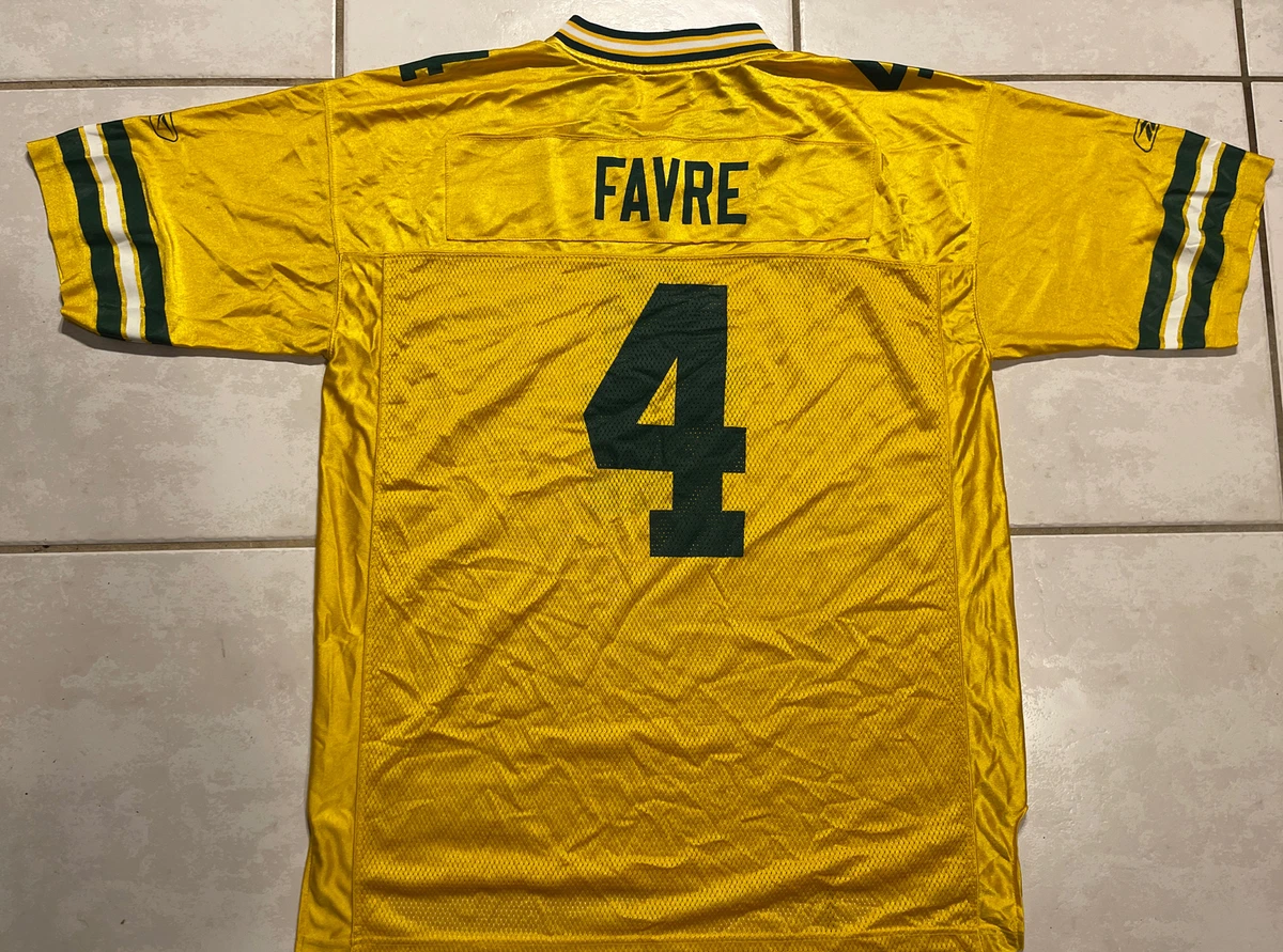 Vintage REEBOK Green Bay Packers Brett Favre GOLD NFL Jersey Men s XL