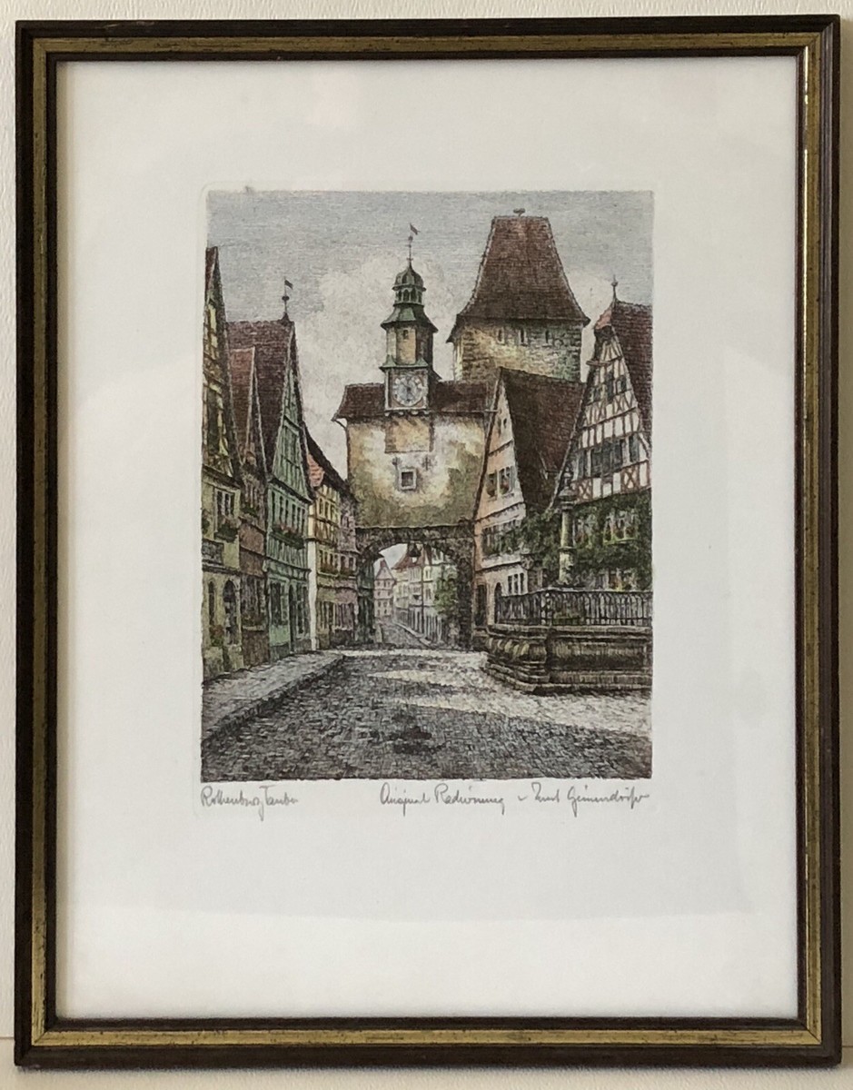 Vintage Original Etching Artist Ernst Geissendorfer Rothenburg