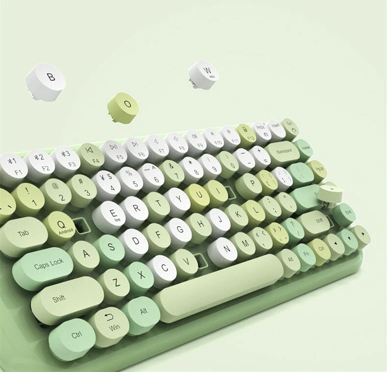 Retro Mini Bluetooth Wireless Keyboard Cute Round Key For PC Pad Smartphone Mice - Image 4 of 4