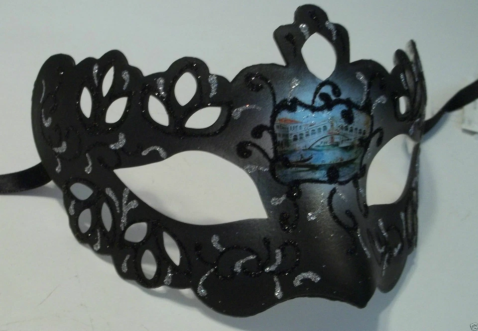Black Silver Crown Prince Mardi Gras Masquerade Prom Mask - Image 4 of 4