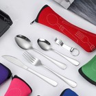 6PC Stainless Steel Camping Knife Fork Spoon Cutlery Set Portable Hiking Picnic