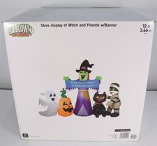 Airblown Inflatable 12' Colossal Halloween Witch and Friends Scene w/ WM Banner