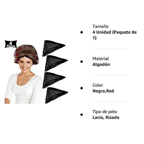 4 Pcs Women Triangle Hair Net for Rollers, Cotton Mesh Hair Setting Net - Picture 2 of 7