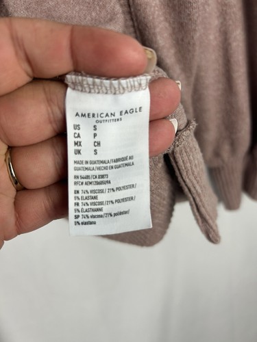 American Eagle Damen Strickjacke mit Kapuze Größe Small hellrosa Pullover Barbie - Bild 4 von 7