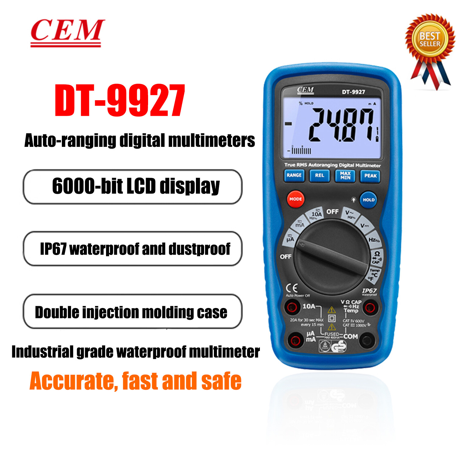 CEMDT-9927ProfessionalWaterproofDigitalMultimetersSafetyDesignKD