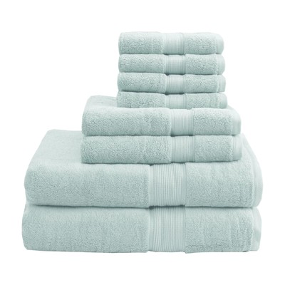 Madison Park Signature Bathroom Towels, Cotton Towel Sets, Seafoam, 8-Piece