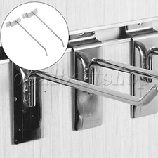 75 x Single Hook Pin Arm Fittings Prong Hangers Slatwall Display Silver