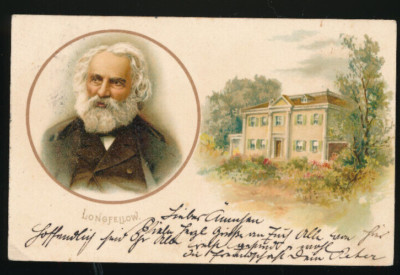 Litho - Karte Henry Wadsworth Longfellow Amerikanischer Schriftsteller (4880)