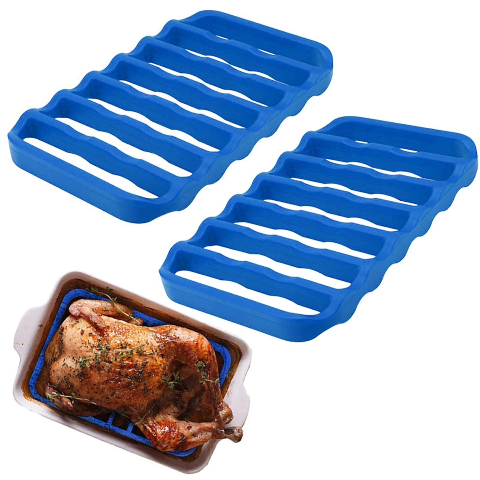 2 Pack Silicone Roasting Racks Non Stick Easy-Clean Cooling Rack for Cooking ...