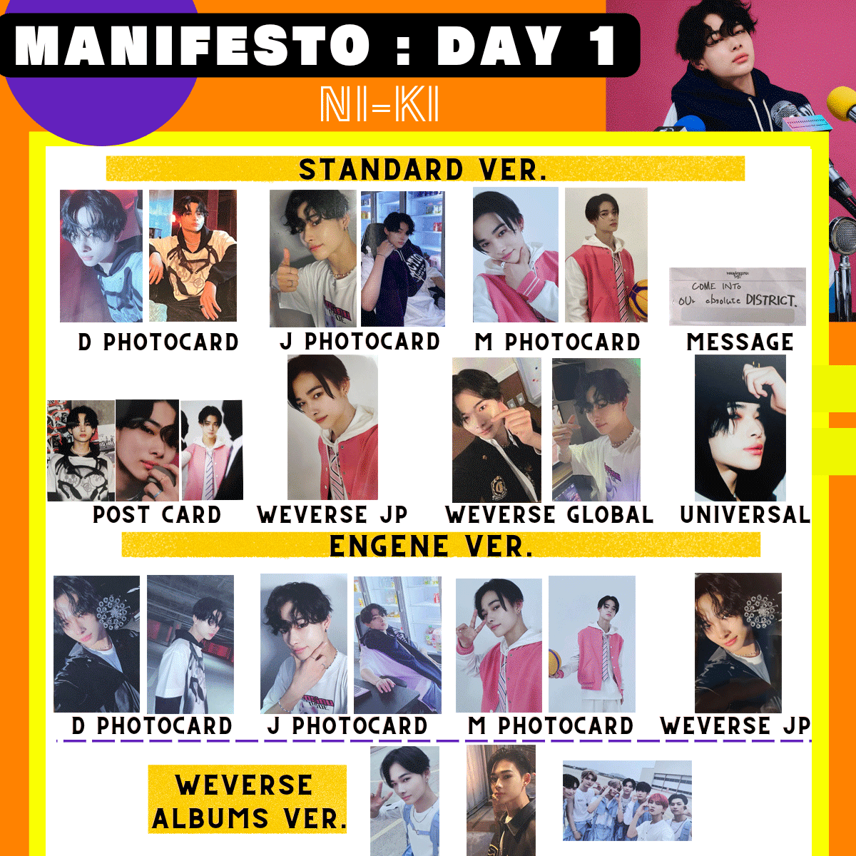 ENHYPEN NI-KI MANIFESTO : DAY 1 Photo card Enhypen Weverse ENHYPEN NI-KI MANIFESTO : DAY 1 Photo card Enhypen Weverse