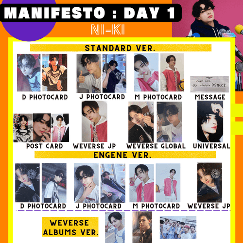 ENHYPEN NI-KI MANIFESTO : DAY 1 Fotokarte Enhypen Weverse Official Photocard - Bild 1 von 75