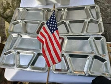 4 US Military Mess Hall Trays Divided Stainless 15.5x11.5 Taiwan VINTAGE
