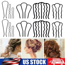 12pcs Hair Side Comb Hair Fork Clip Pin French Twisted Coil Hair U-Shaped Teeth