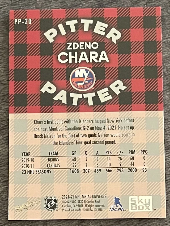 2021-22 Skybox Metal SP Pitter Patter Zdeno Chara, Mint - Image 4 of 4