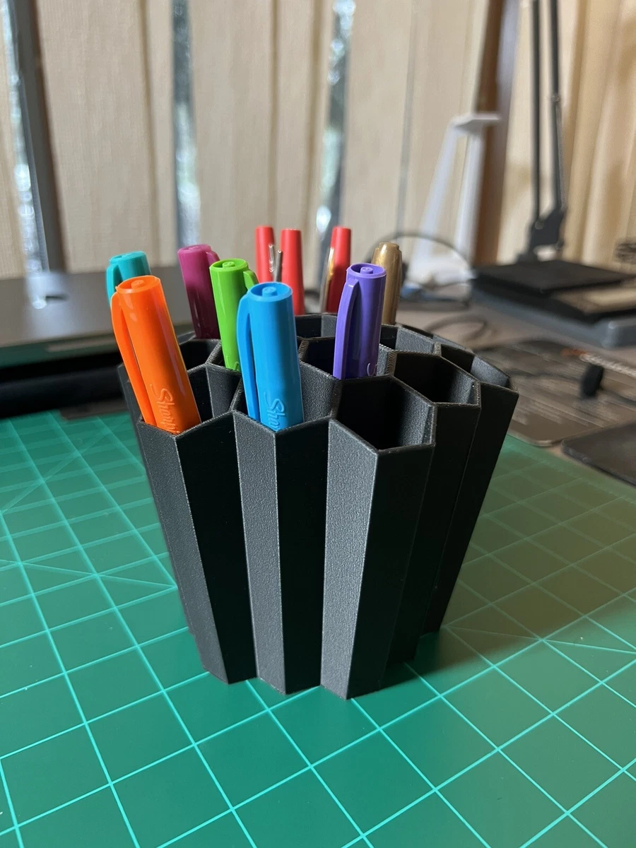 Tall Honeycomb Pen / Pencil Holder Sculpture Desktop Organizer 3D Printed