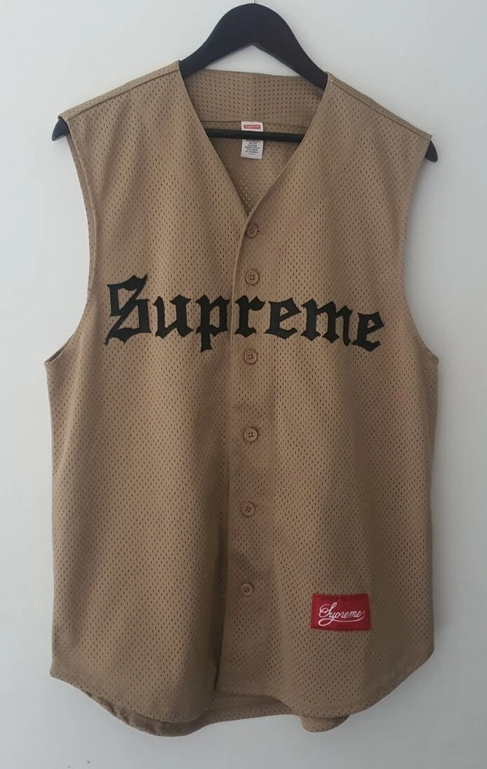 Maillot de baseball sans manches SS16 Supreme taille M moyen marron gilet haut kaki