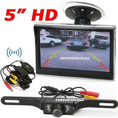 5'' TFT LCD Color Monitor + Wireless IR Night Reversing Backup Rear View Camera