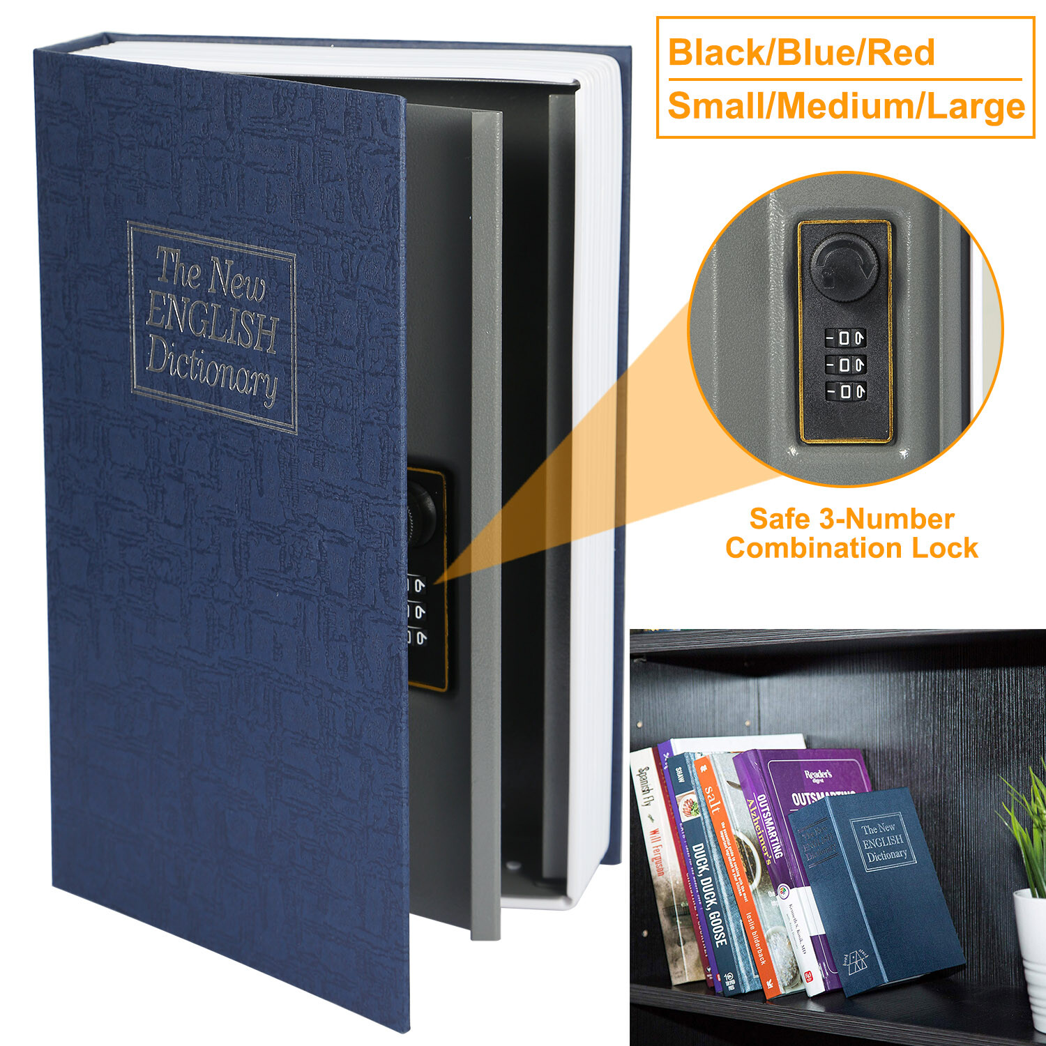 Dictionary Diversion Book Safe Box with Combination Lock Money Cash
